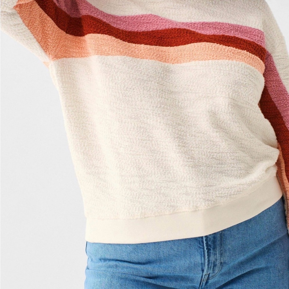 Faherty Vista Stripe Pullover in Peach Nectar Multi - Picture 3 of 9